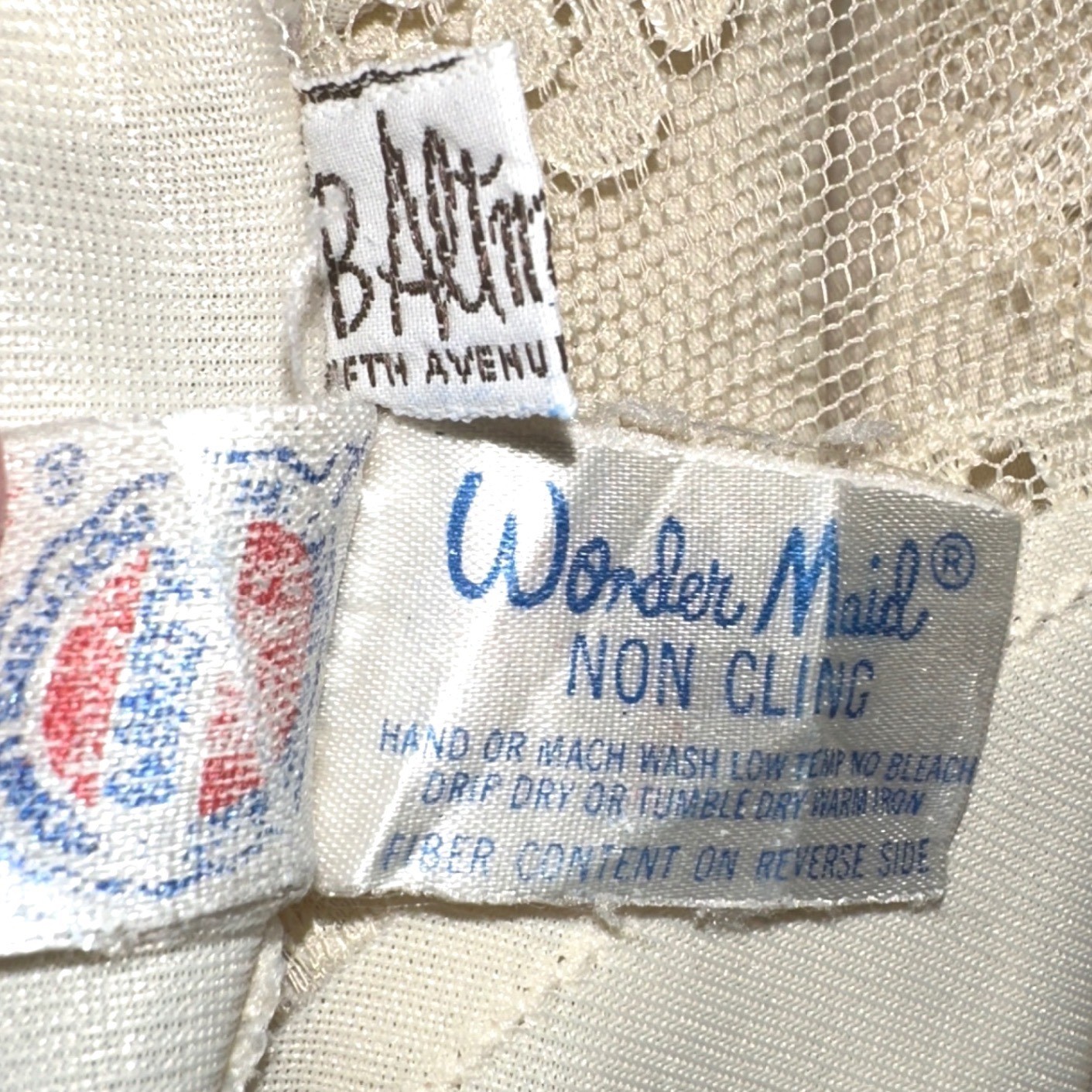 Vintage Wonder Maid B Altman Co Ivory Nylon Lace Full Slip Dress Style Size 36