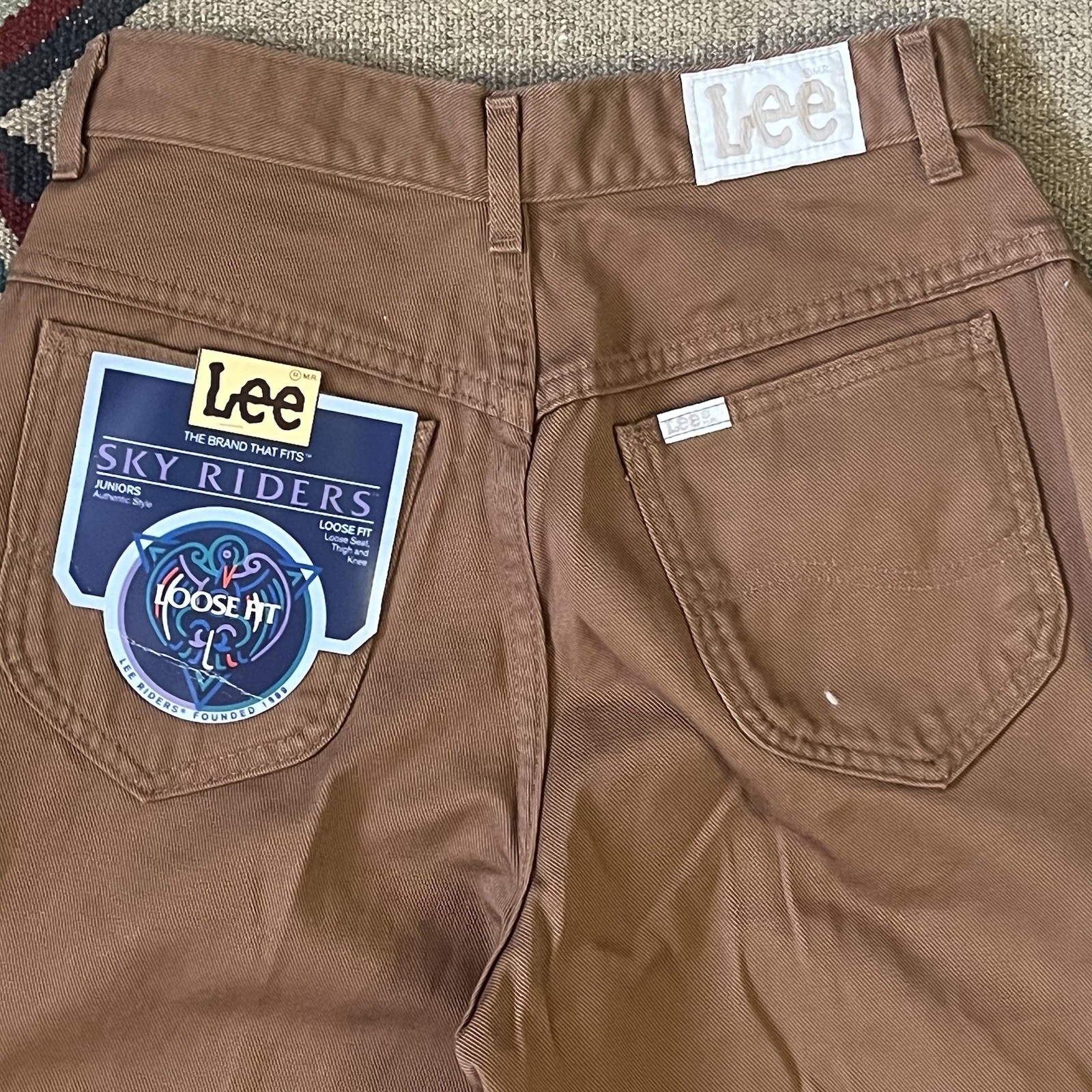 Vintage 90s Lee Sky Riders Jeans Women’s 9 M Brown Loose Fit USA Made New NOS