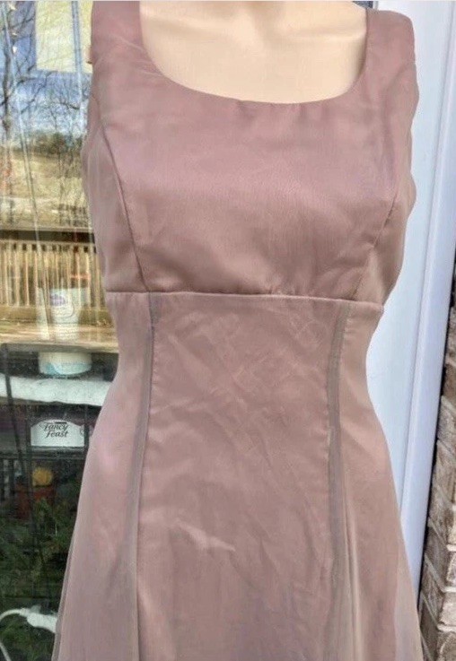 Vintage 90s Brown Grey Chiffon Champagne Formal Classic Glam Prom Gown