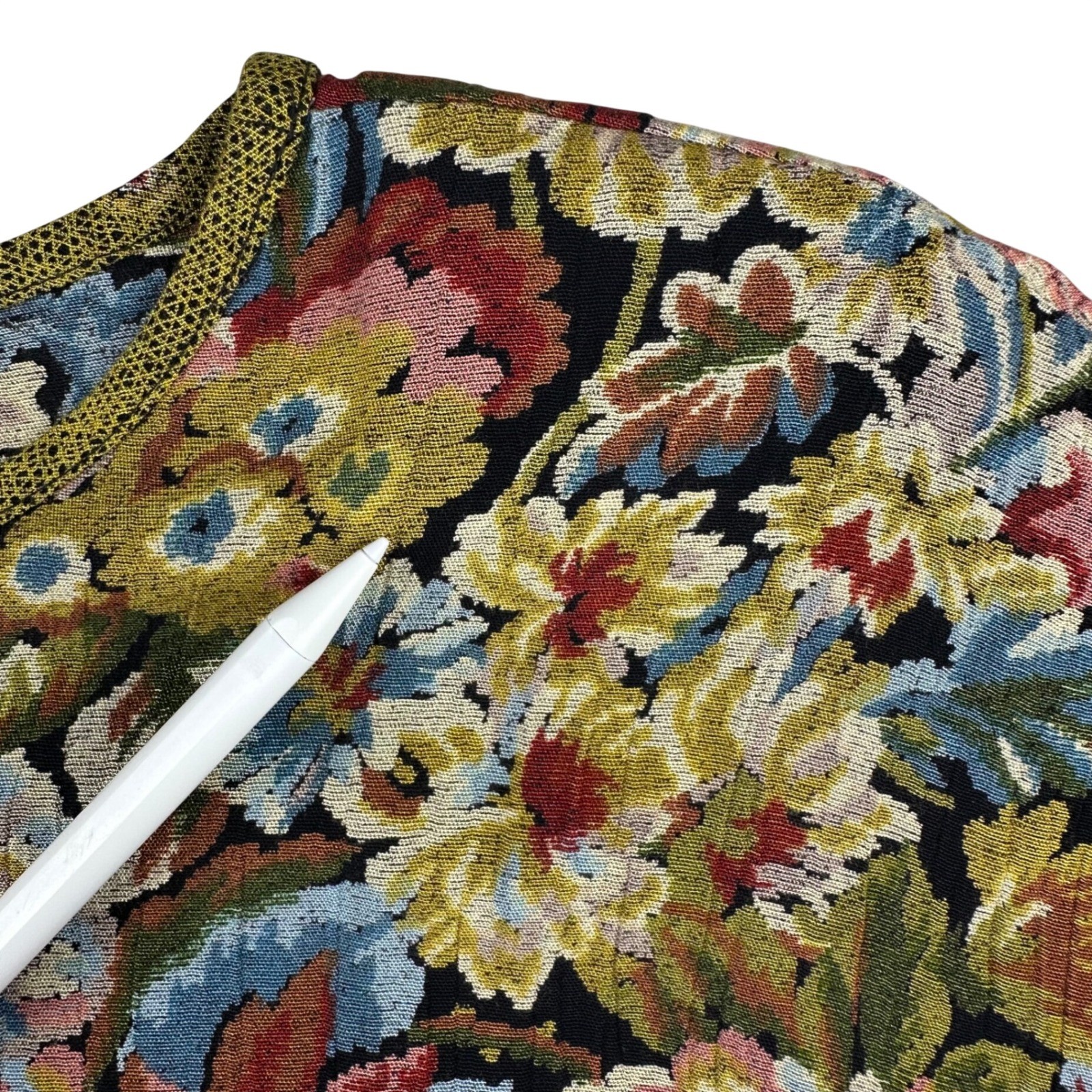 Platinum by Dorothy Schoelen VTG Made in USA Floral Tapestry Print Blouse Med