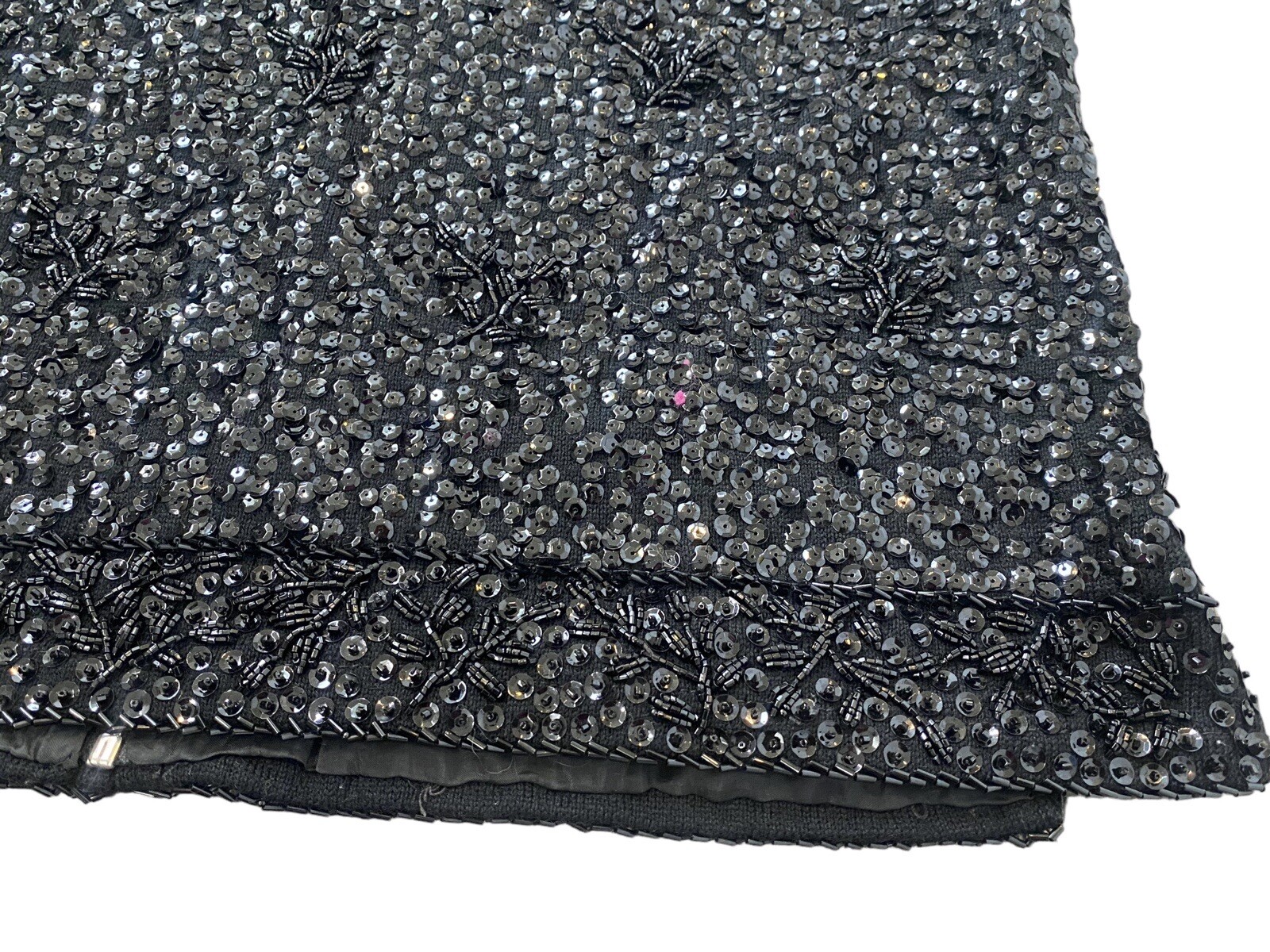 Vintage MCM Black Beaded & Sequins Sweater Tank Top London Shop 50s 60s Med.