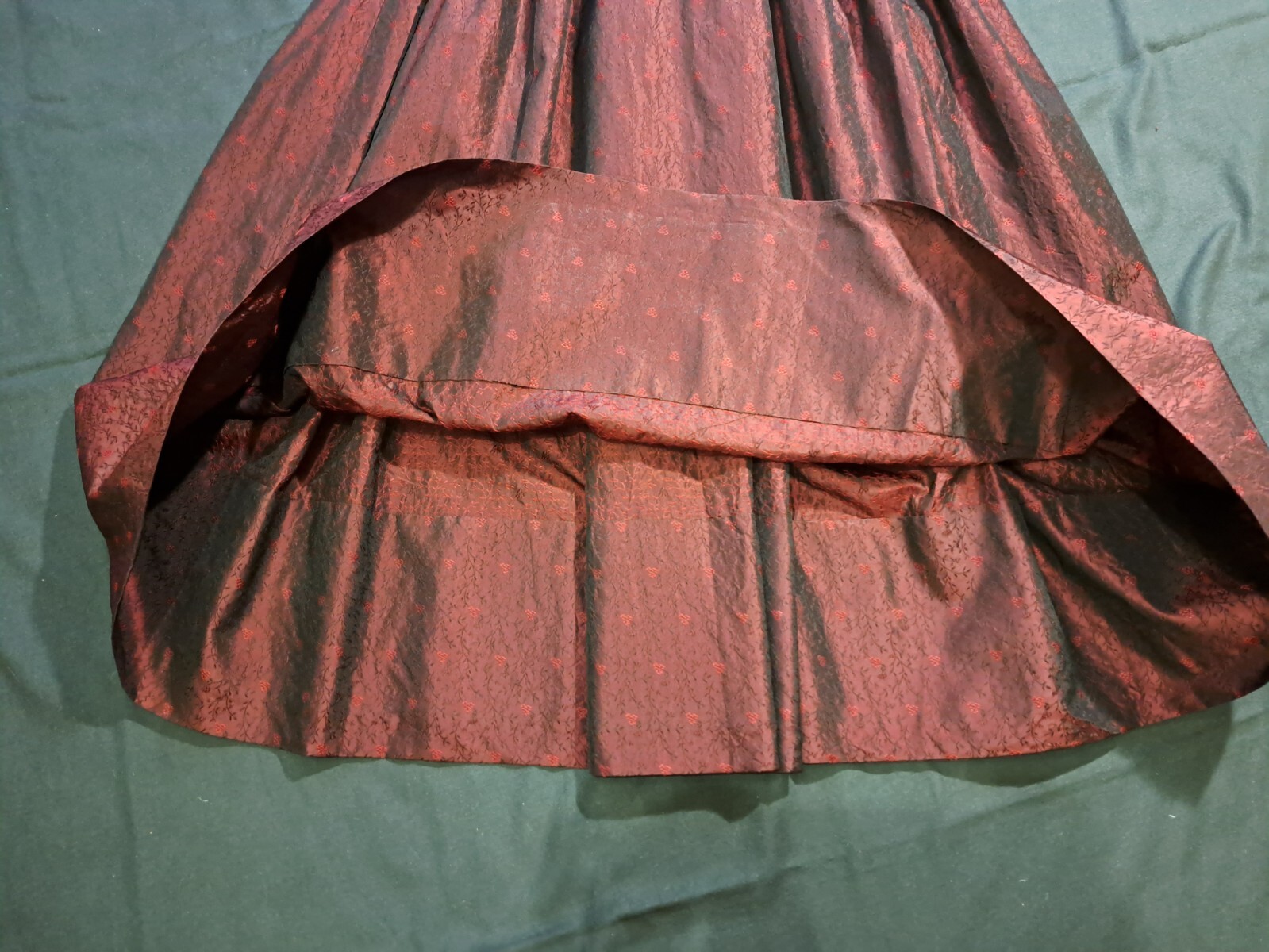 Vtg Edwardian Revival Gothic Burgundy Dress S C-D Bust Silk Blend Puff Sleeves