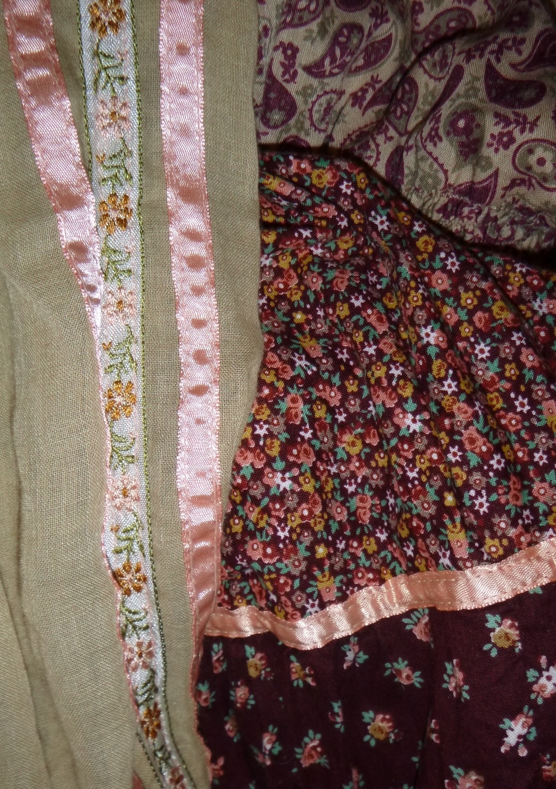 Vintage Young Edwardian Dress ARPEJA Pink Brown Calico Prairie 70’s sz 5