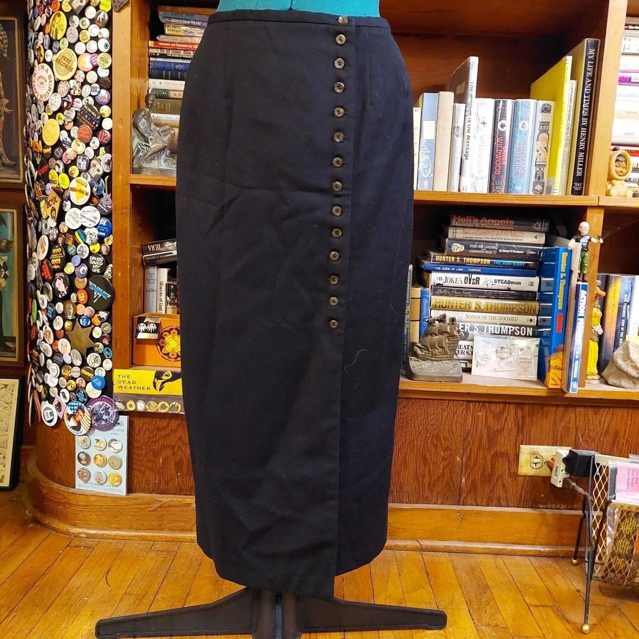 Harve Benard Vintage 90s Black Wool Maxi Skirt Button Detail Size 10