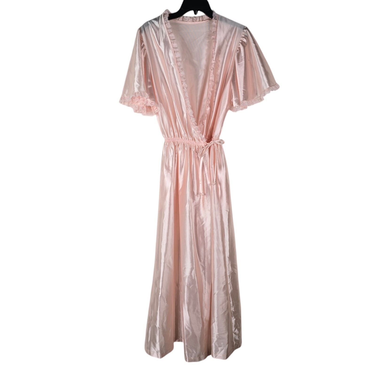 Vintage Val Mode Pink Lace Ruffles Mid Length 60s House Lingere Robe
