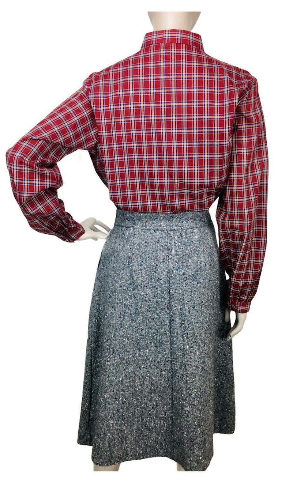 Vintage 80s Boho Western Cowgirl Plaid Ruffle Front Button-Down Blouse NEW