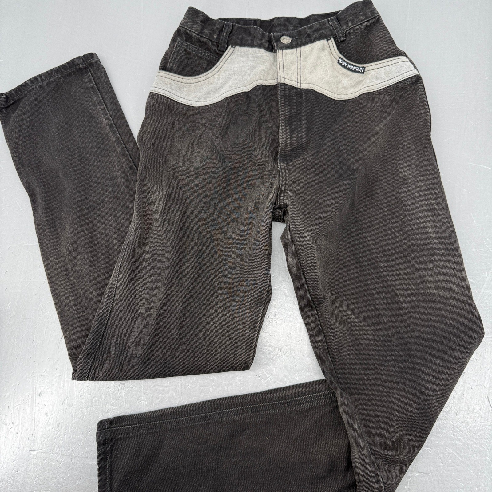 Rocky Mountain Clothing Co Vintage Western Jeans Black Grey Yoke 30/11 Womens