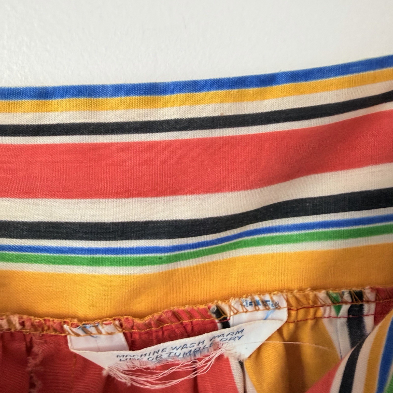 Vintage 70s Rainbow Striped Tie Shoulder Tent Dress Maxi Sundress 20×38