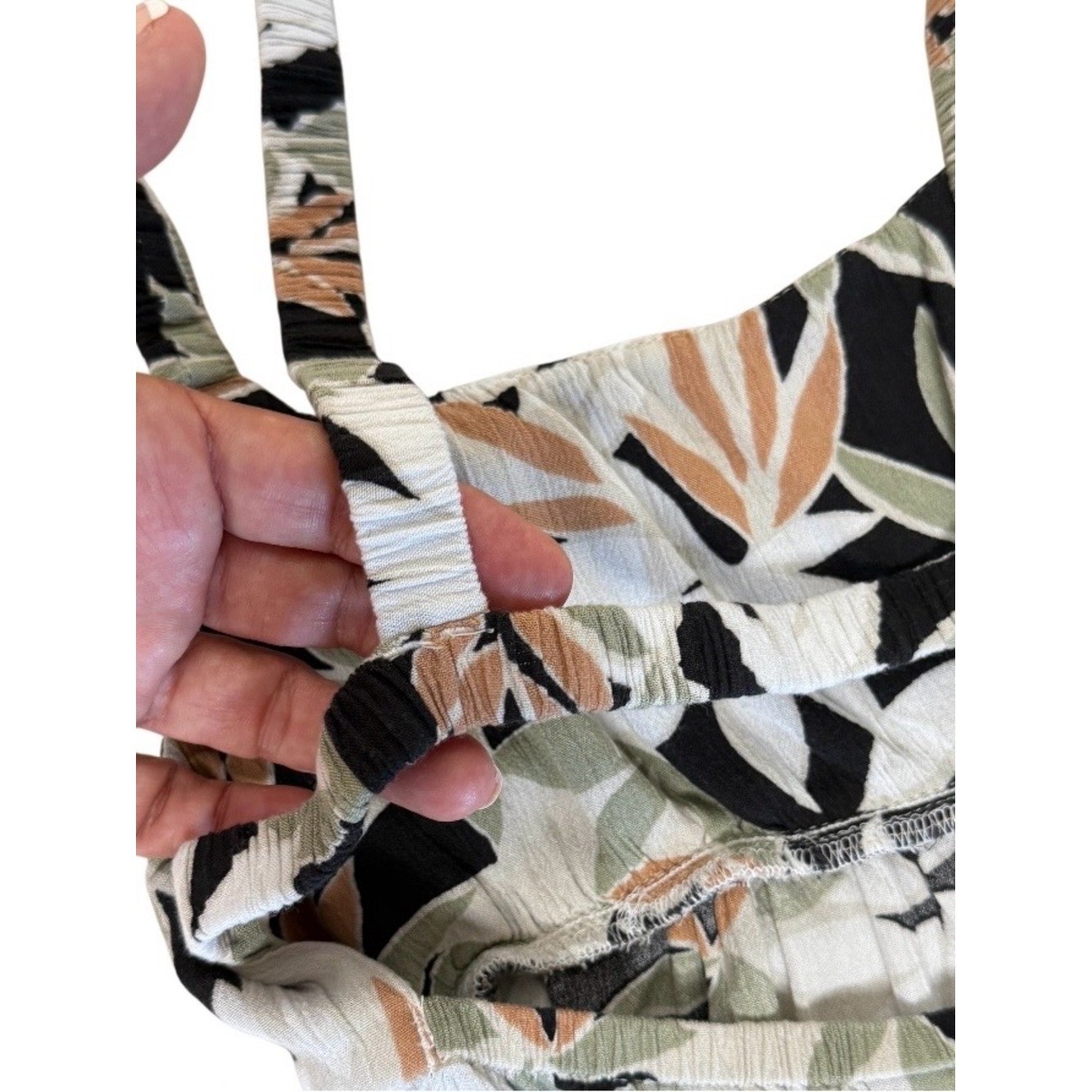 Volcom Women Waverly Tropical Leaf Cut Out Back Cami Mini Dress XS
