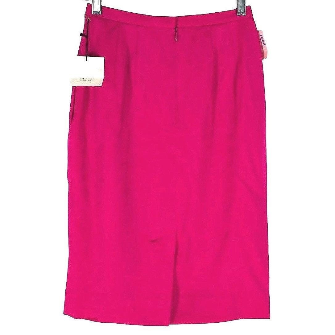 Vintage Dana Buchman Pencil Skirt Women 4 Pink 100% Wool Pleated Back Vent NWT