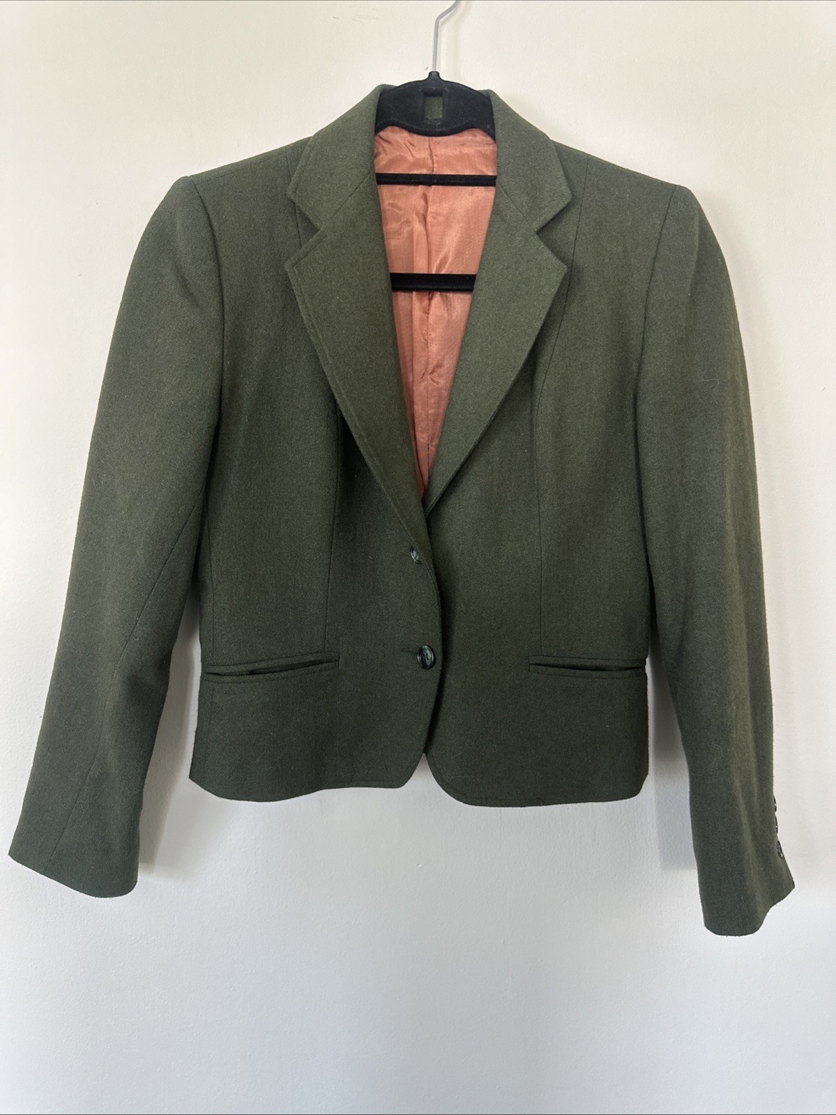 VTG Adolfo Esprit Women’s Wool Military Jacket Size 4 Green Riding Hunting