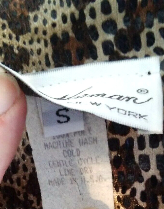 Ruth Norman Vintage Size S Leopard Caftan Housecoat Loungewear Robe zip tassle