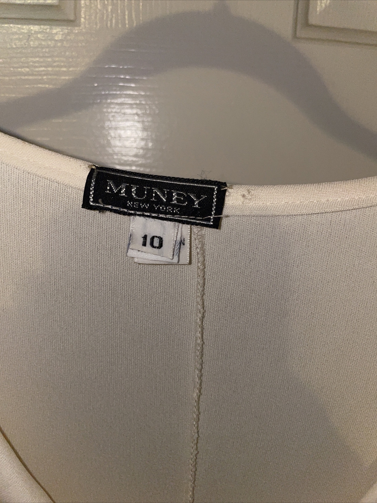 Vintage Muney New York Size 10 Cream Dress Sequin Beaded Long Sleeves