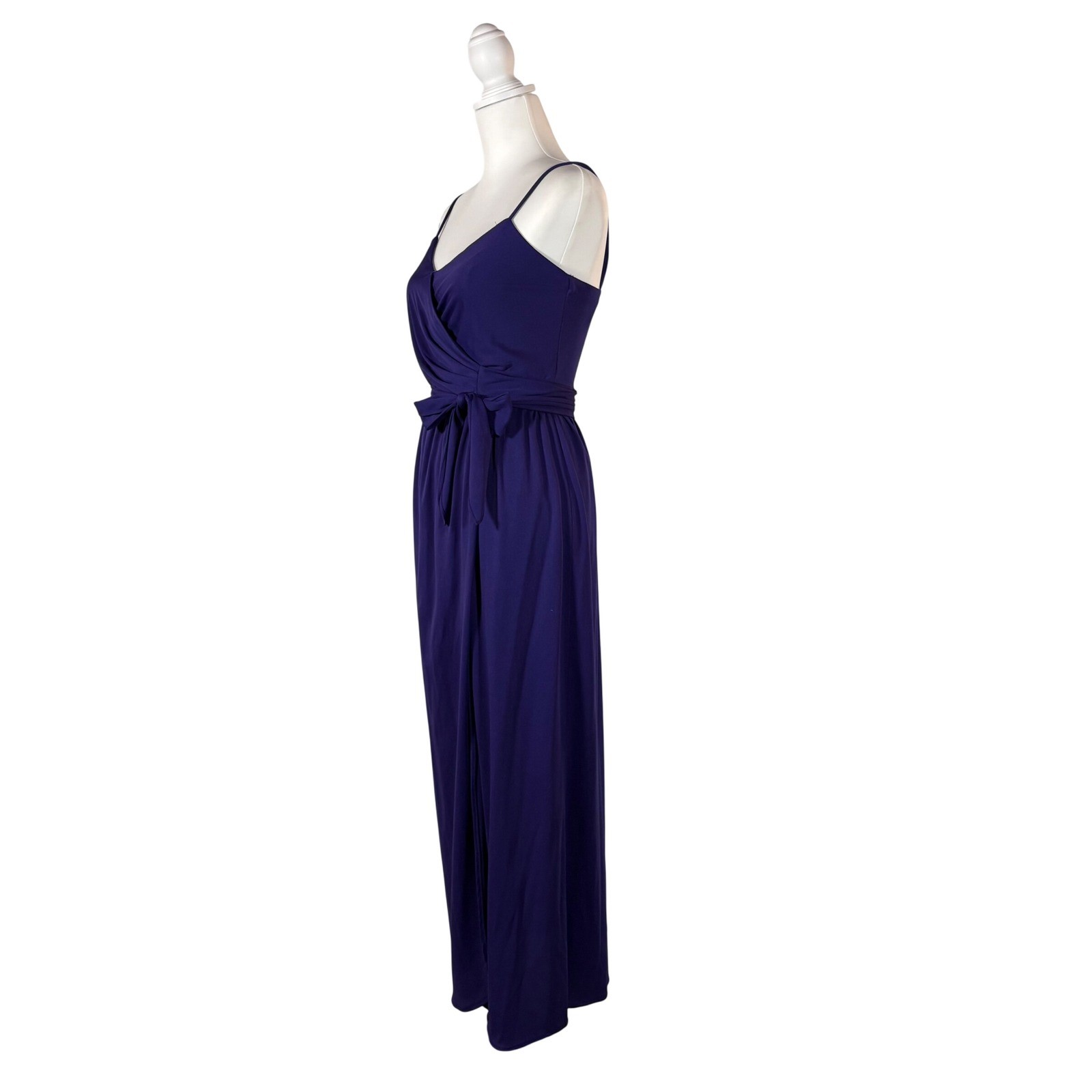 70s Purple Maxi Dress Women’s XS Sleevelsz V-Neck Faux Wrap Retro Boho Hippie
