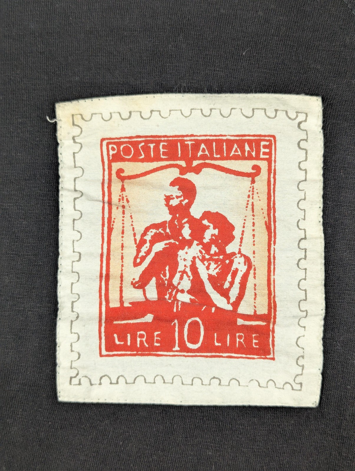 Vintage Jou Jou Shirt Womens One Size Italian Postage Stamp Patch Art 90s Top