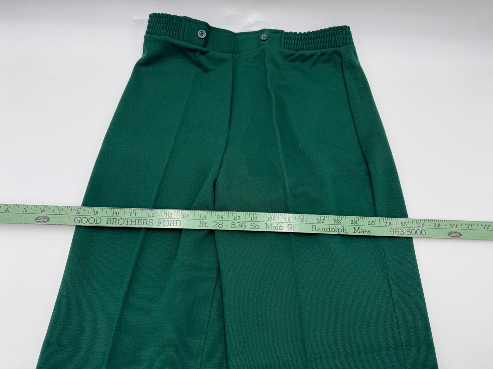 Vintage Womens 1970s Bell Bottom Pants Stretch Waist Polyester Knit Size 18