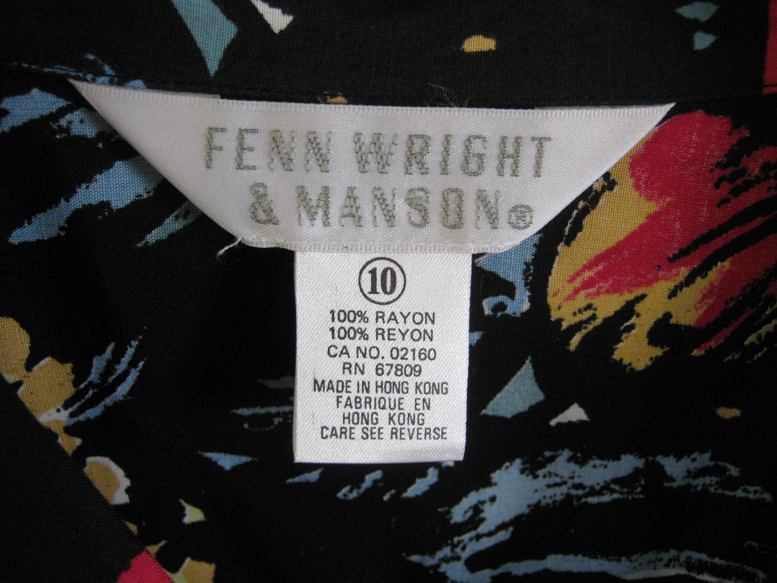 VTG 80’s Fenn Wright & Manson Shirt Size 10 Bold Floral Print Dolman Sleeve Top