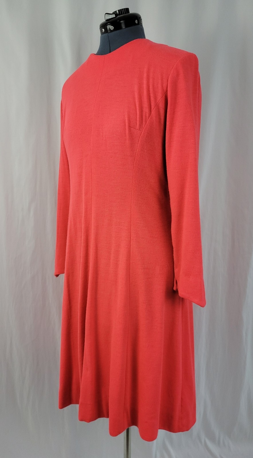 Vintage Lady Carol Coral Knit Princess Seamed Dress w Lining Size MED?
