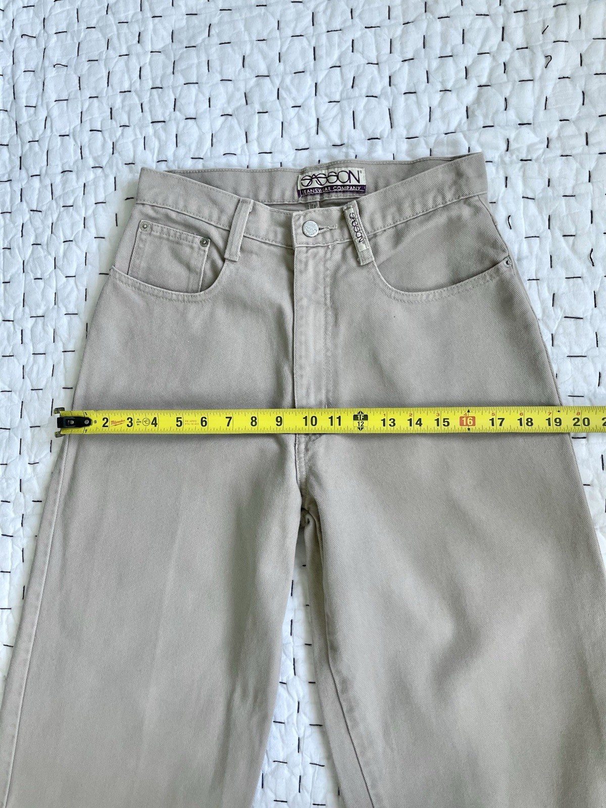 Vintage 28 X 30 Jeans Wide Leg High Waist 80s 90s Taupe Stone Sasson VGUC