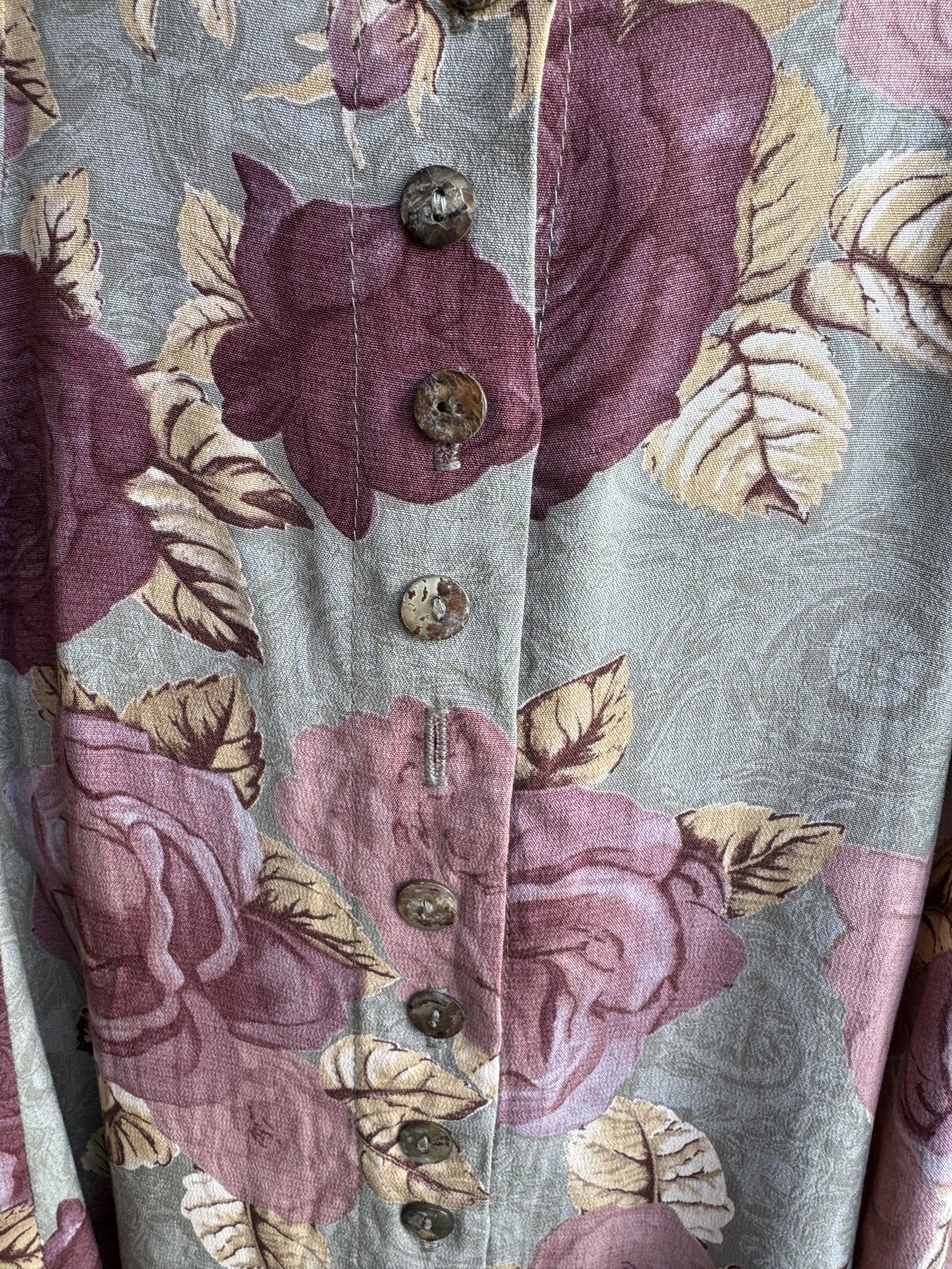 Vintage 1980s Carole Little Dress- Small- Olive Green, Light Burgundy, Pink