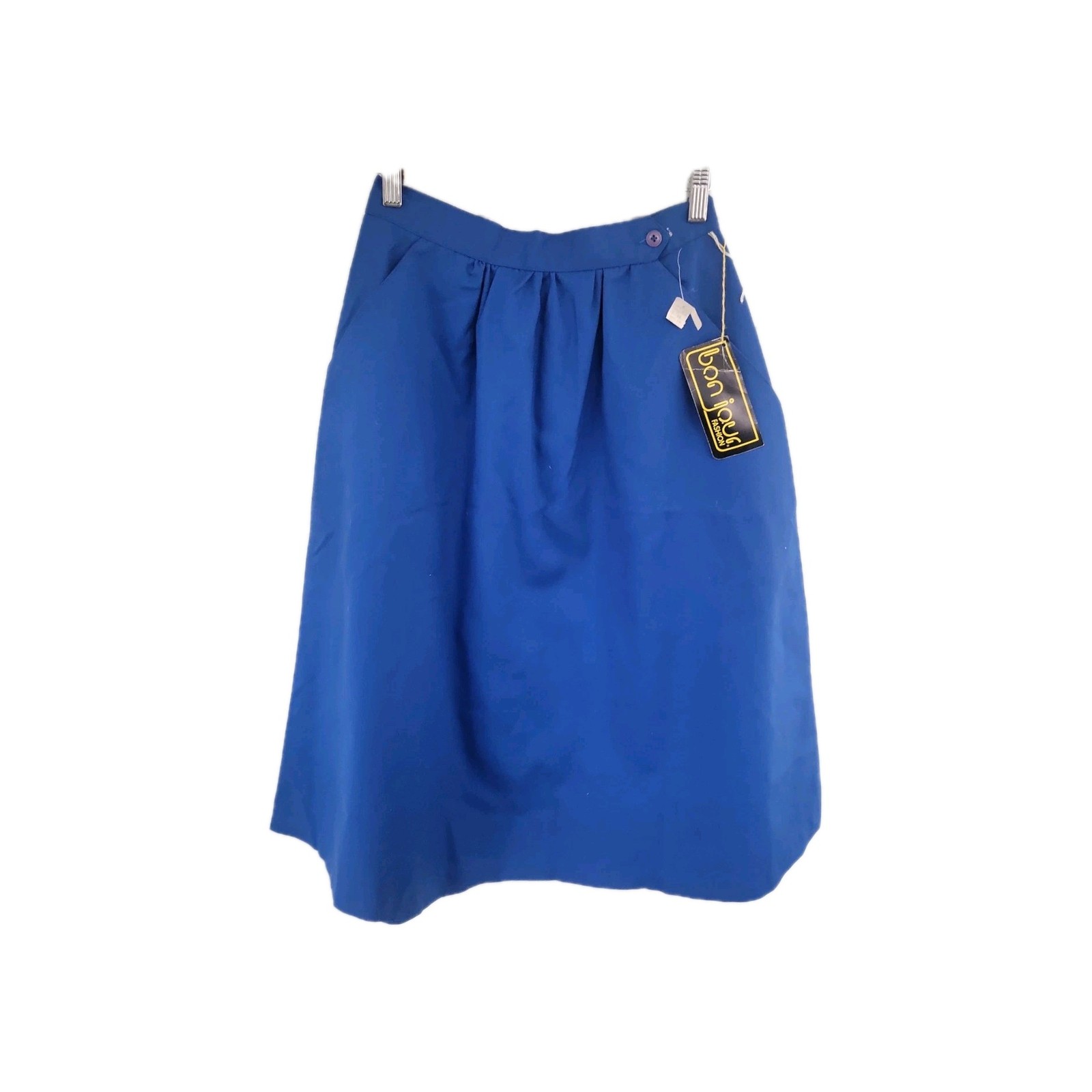 Vintage 80’s Bon Jour Electric Blue Midi High Waist A- Line Skirt 26″ Waist