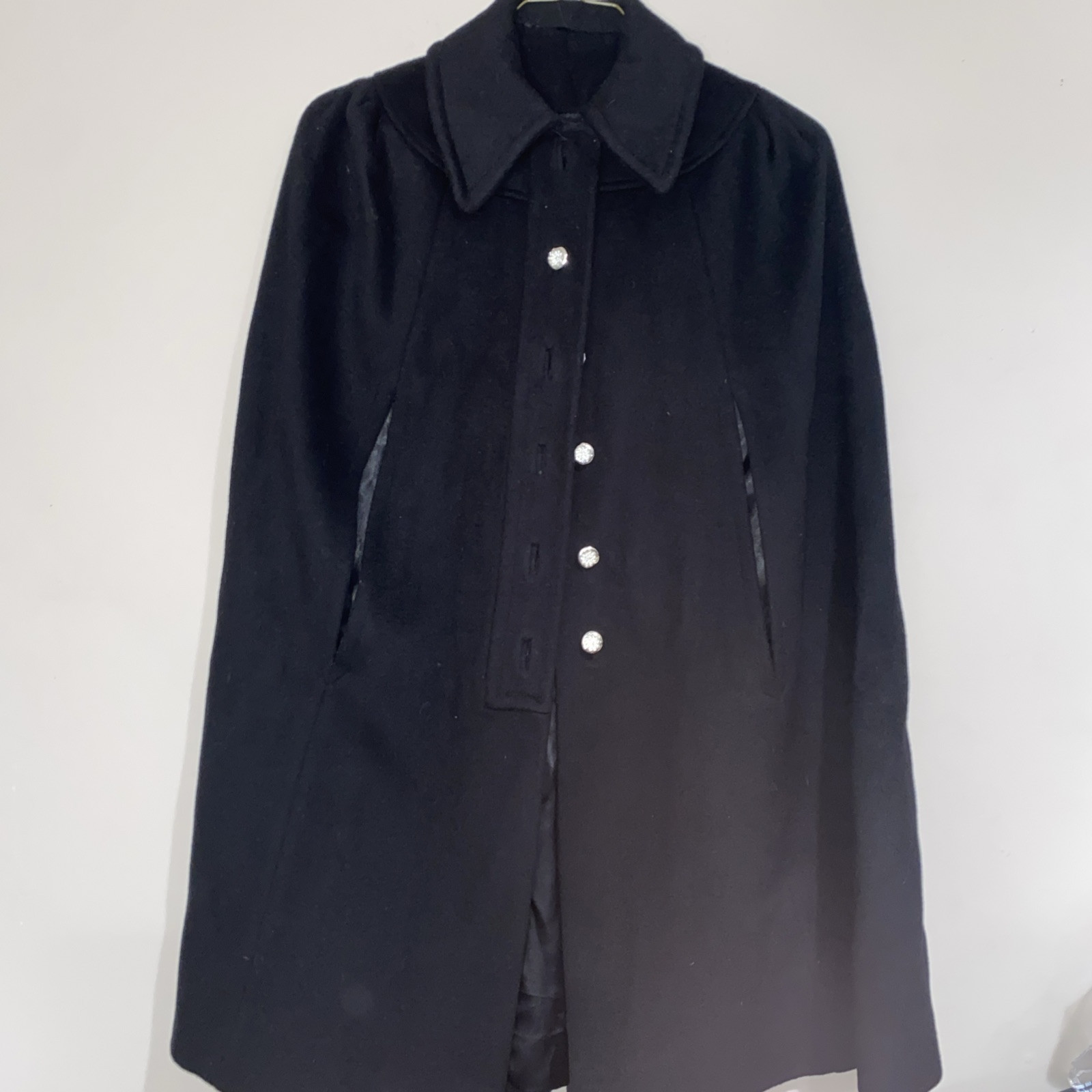 Vintage Youthcraft Cape Coat Black Wool Opera Cloak Shoulder Drape