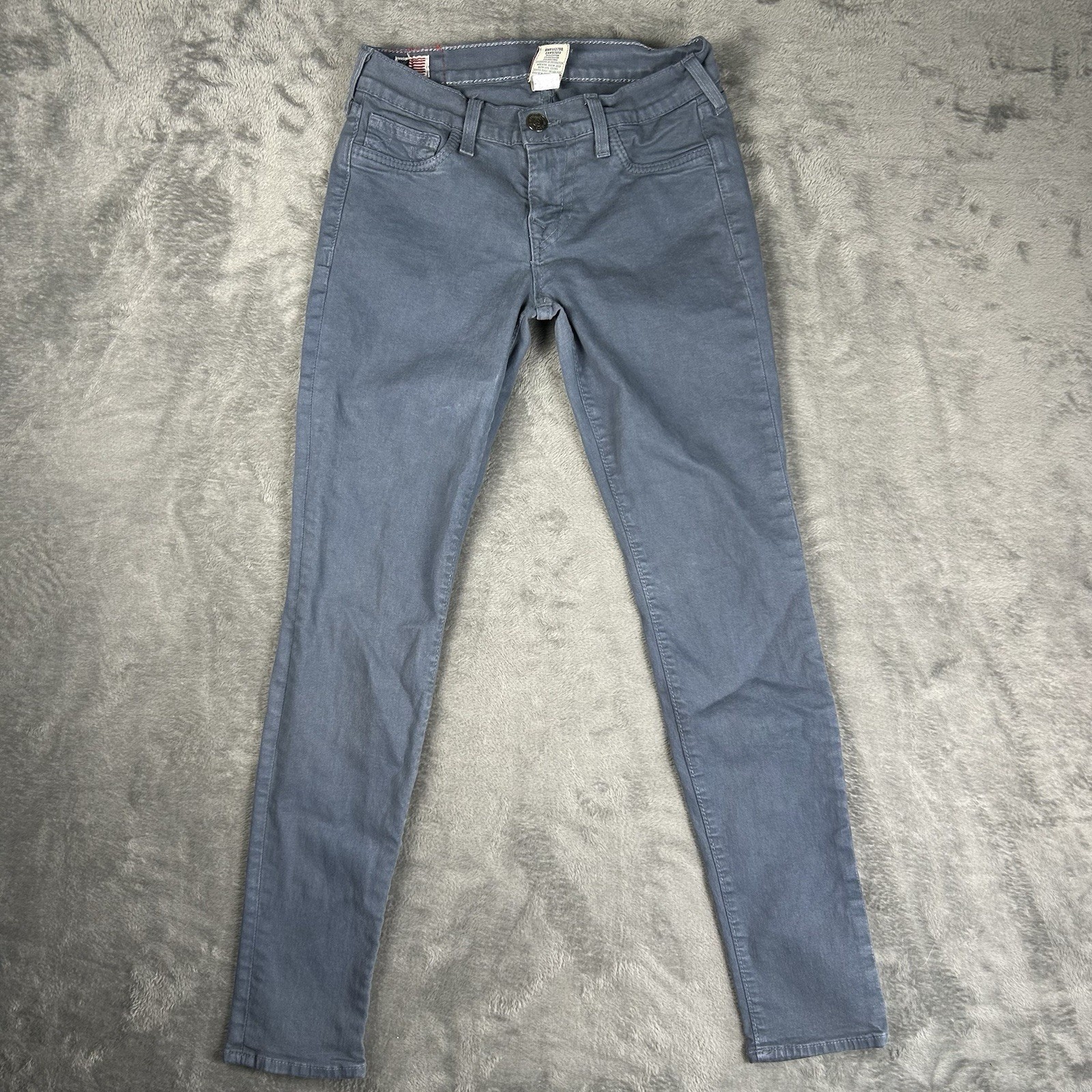 Vintage True Religion Jeans Women’s 27 (27×28) Blue Gray Skinny Y2K Made in USA