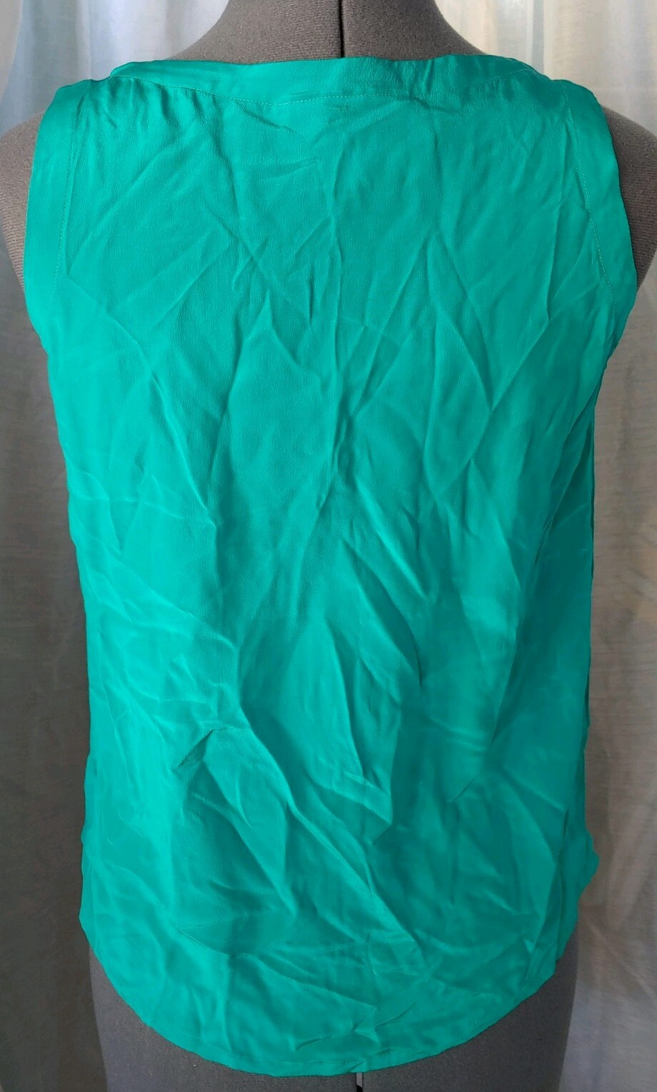 Vintage Studio Michelle Stuart Teal 100% Silk Sleeveless Blouse Size Small