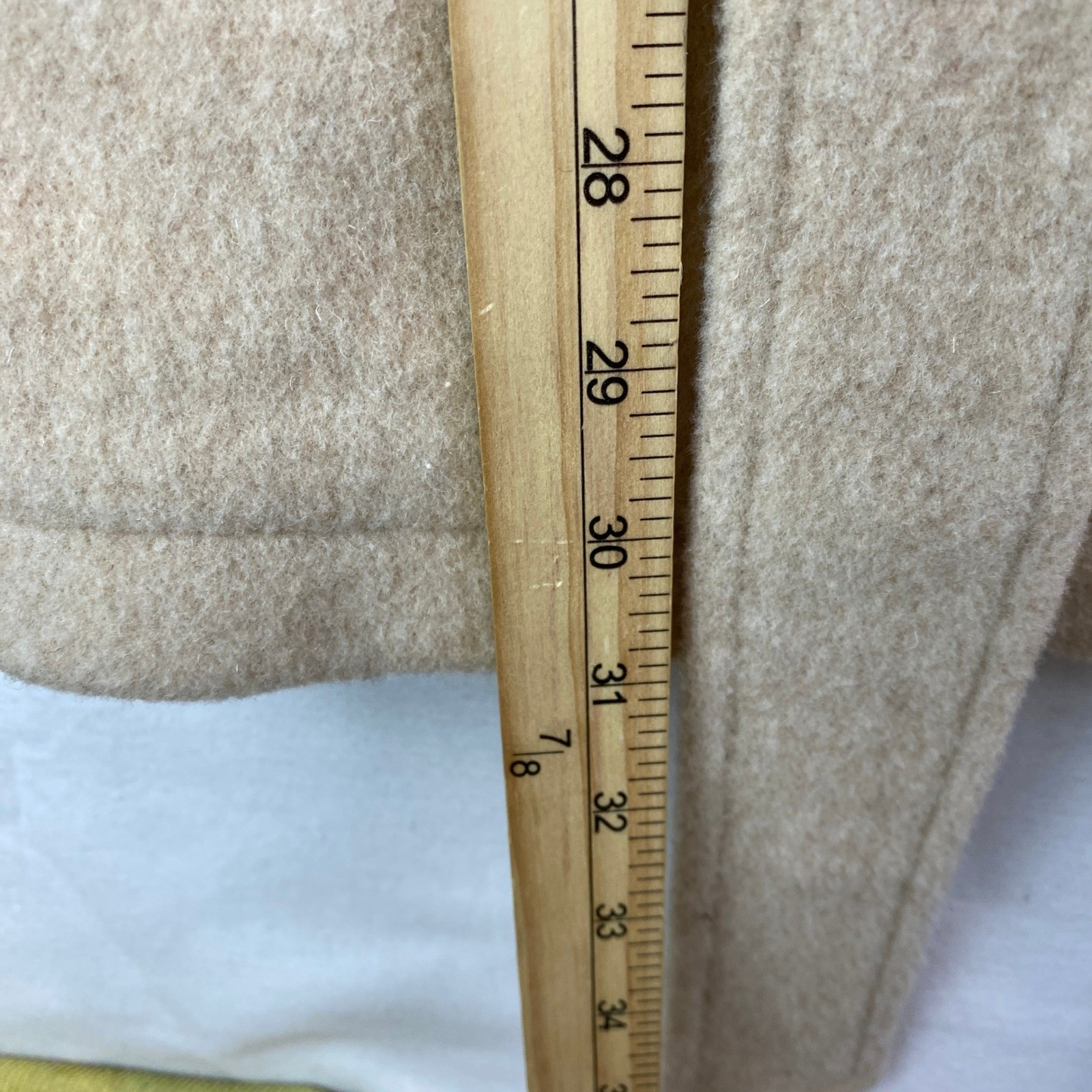 VTG Lorovi Hooded Faux Fur Trim Wool Belted Coat Womens M Beige Made in USA Zip