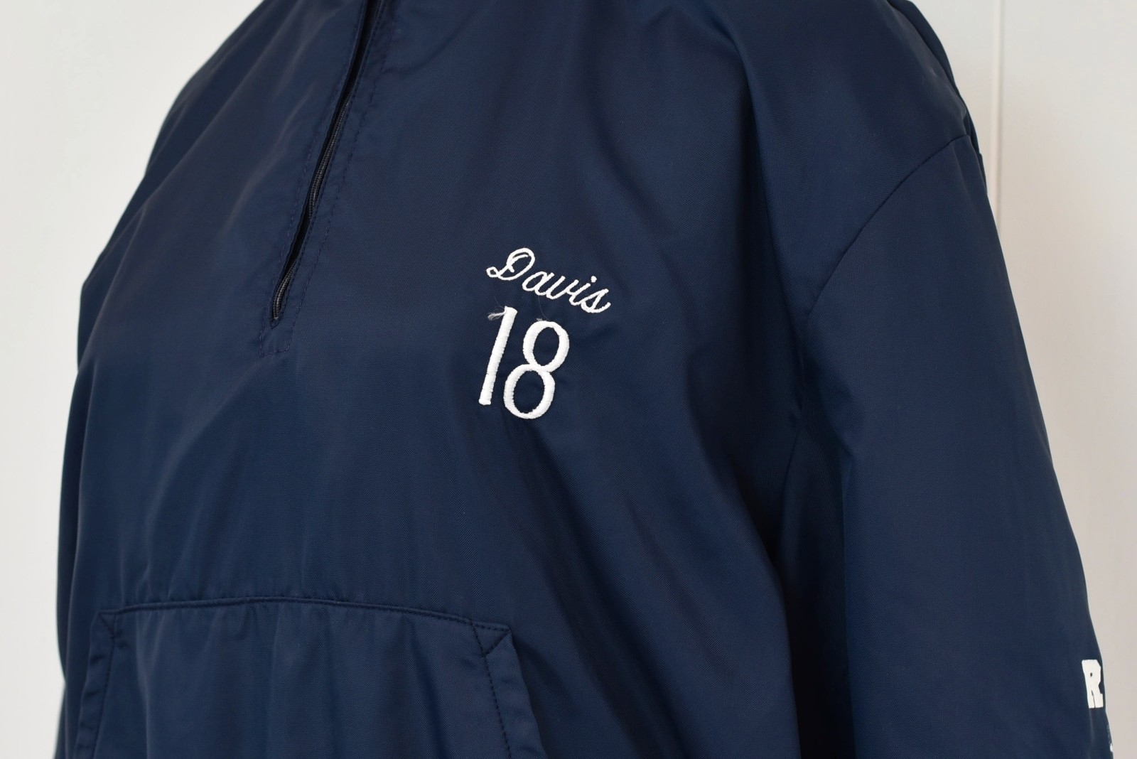 Vintage 80s 90s Holloway Navy Blue Nylon Soccer Athletic Windbreaker Hoodie