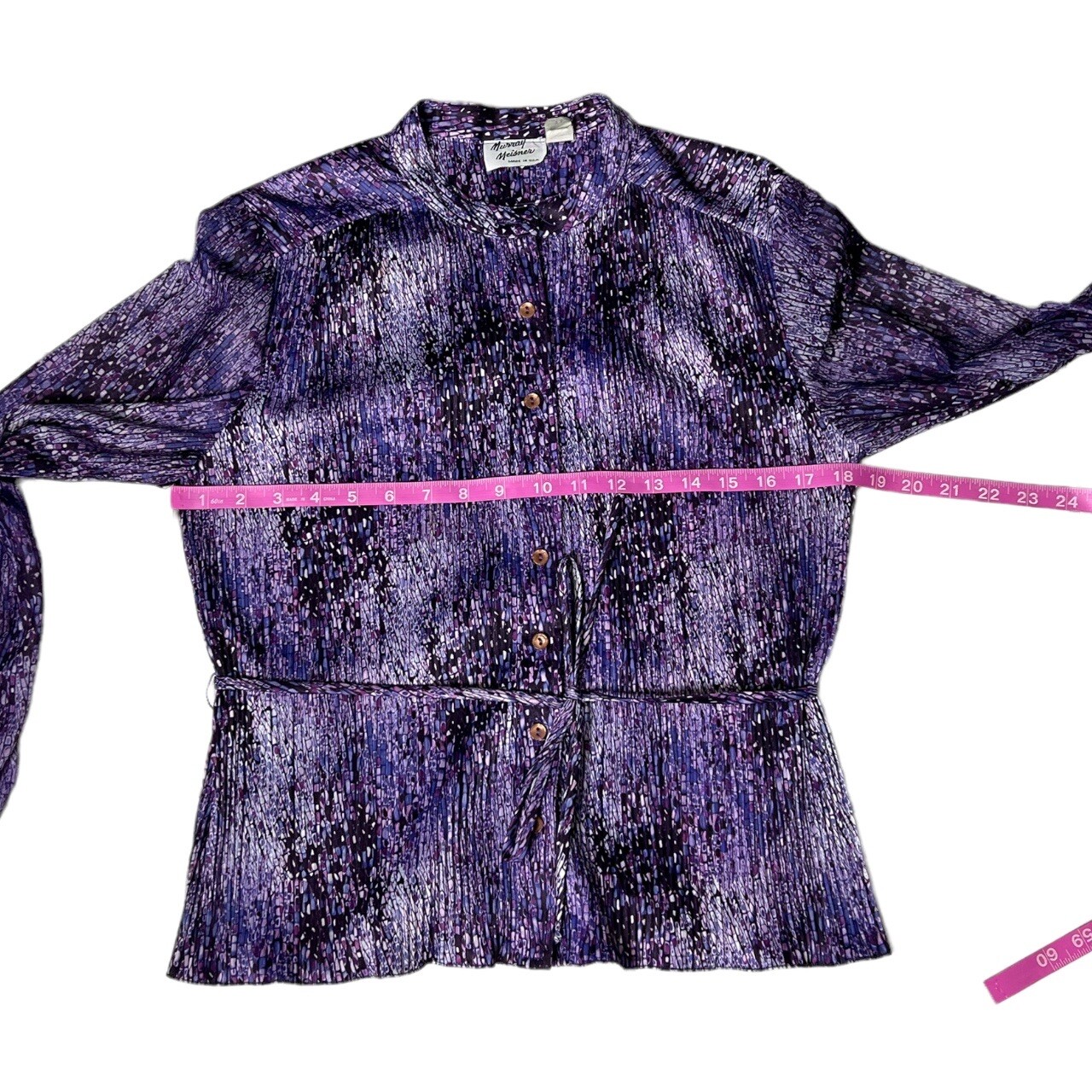 Vintage 70s 80s pleated Belted murray meisner blouse