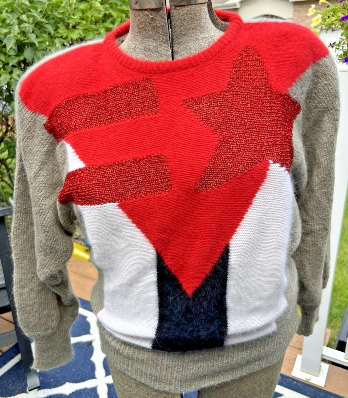 Vintage Gasbarri Via Condotti Angora Wool Blend 80s Star Girl Sweater Sz M Italy