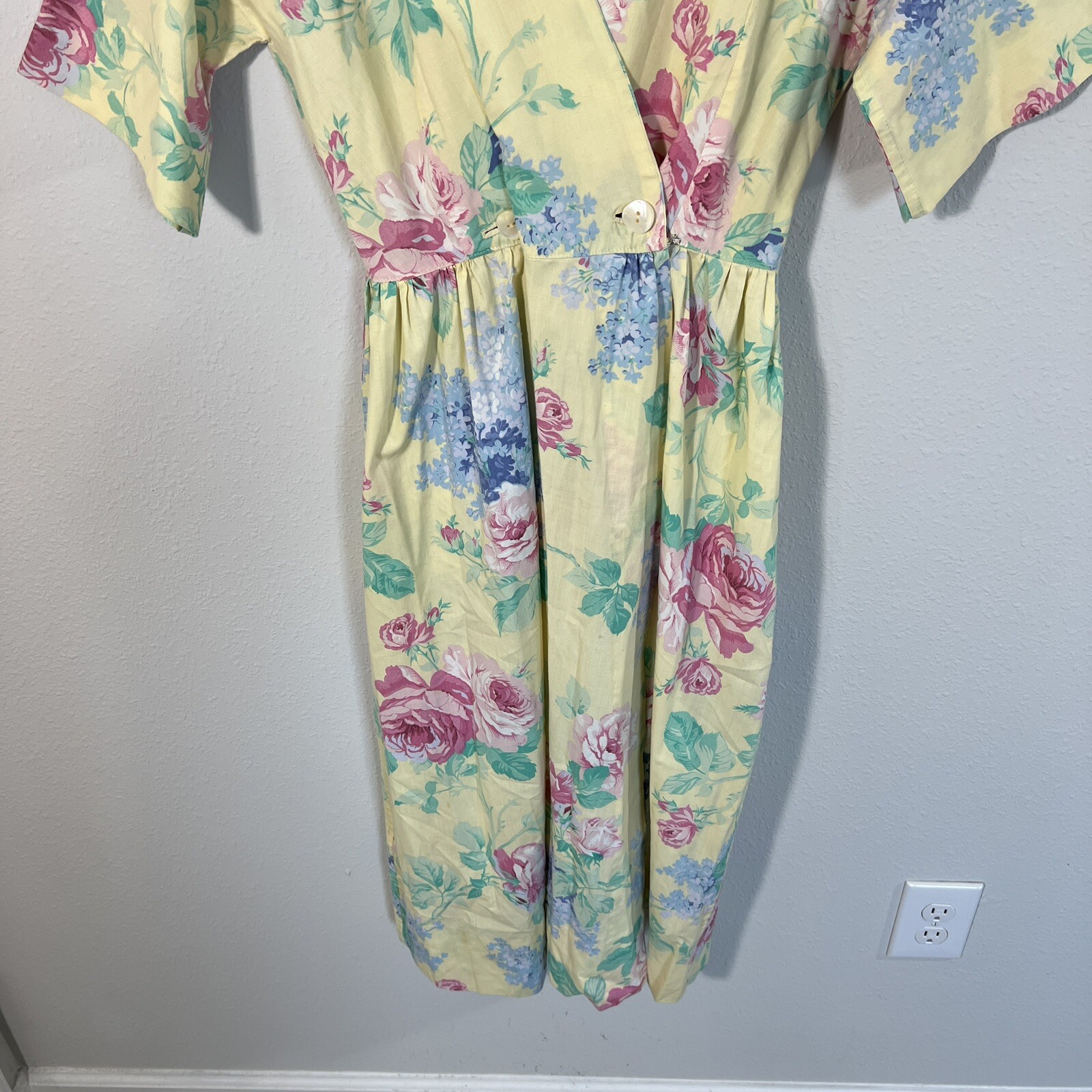 Vintage Floral Midi Dress Coquette Cottage Cote Feminine Tea Party Size XS