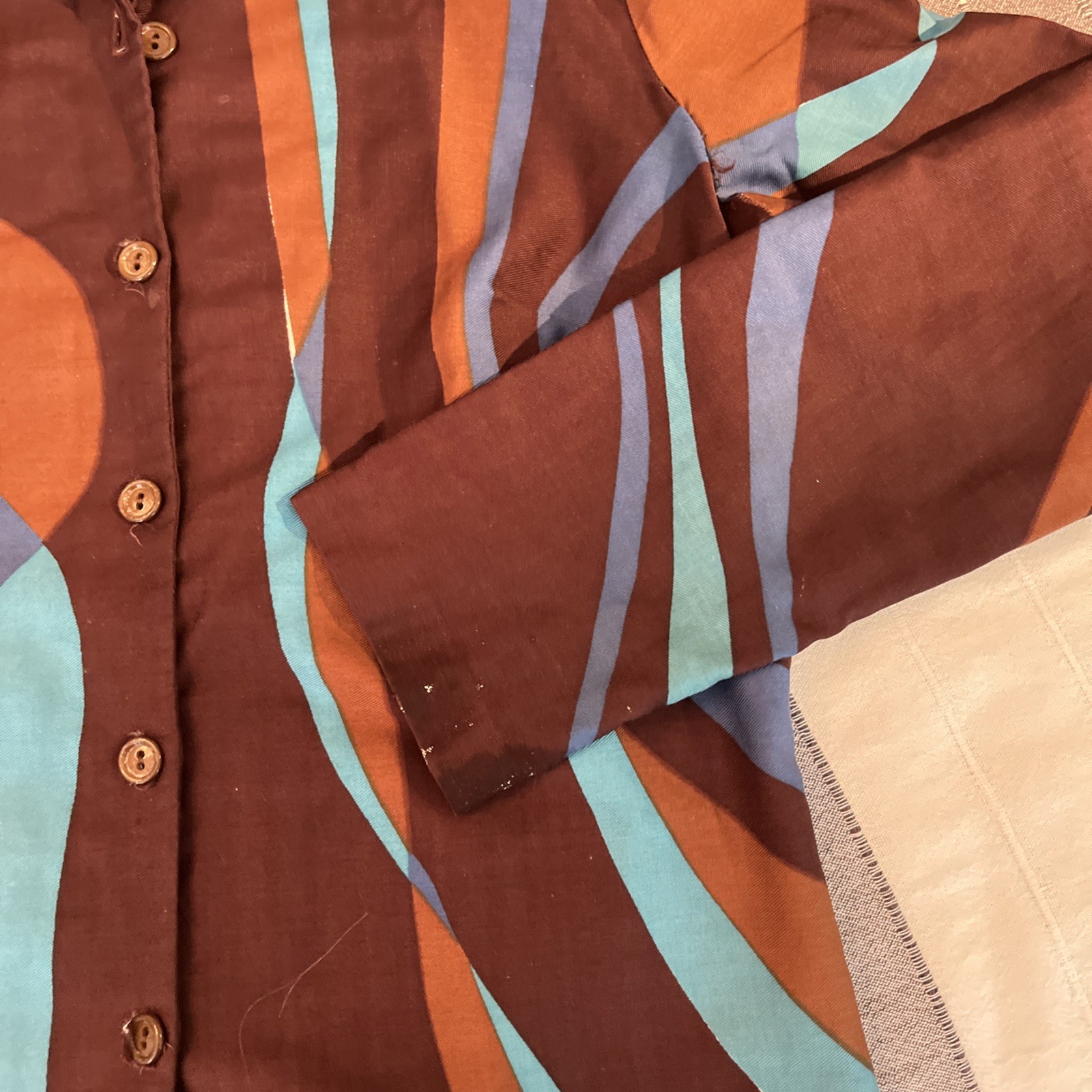 Vintage Vera Brown And Blue Blouse