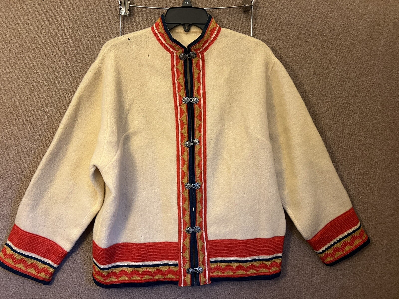 Vintage Firda by Evebofoss Jacket Womens Boiled Wool Nordic Pewter Clasps