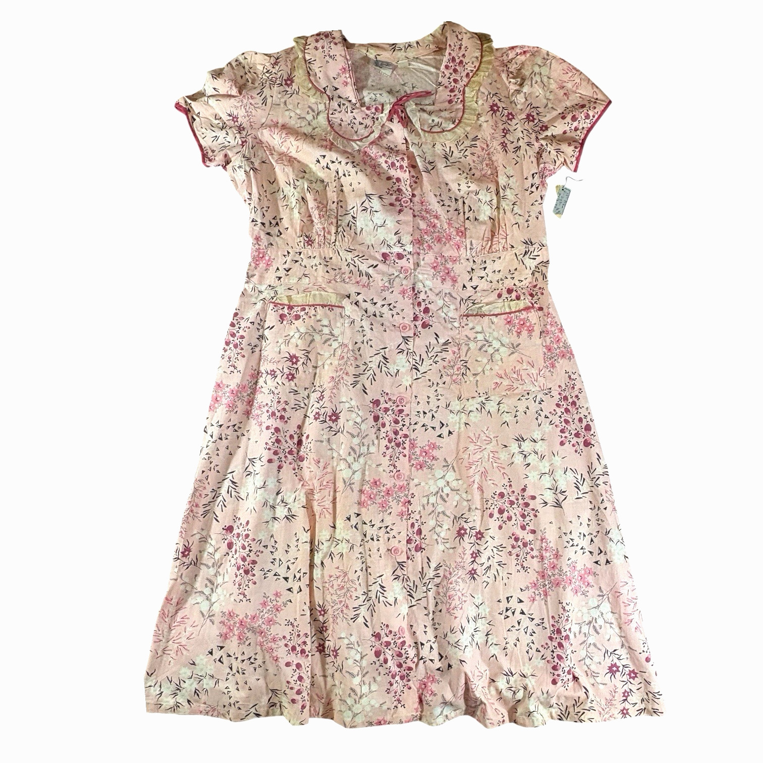 Vintage 1940s-50s NOS Cute Pink Cotton House Dress with apron – Luv Lee brand