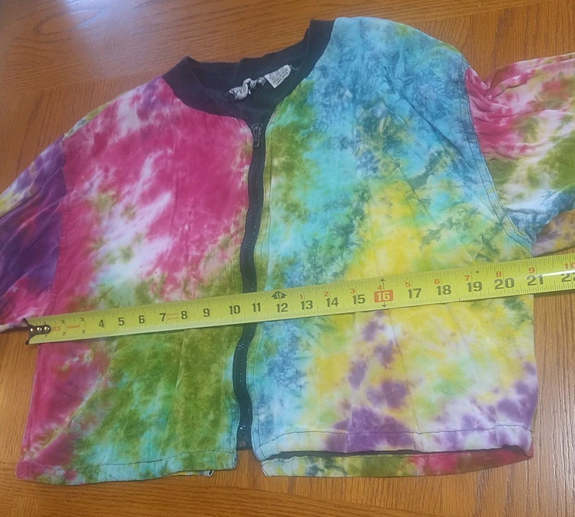 Vintage Tie-dye Cropped Jacket ~*SPEED LIMIT* SZ M *80’S/90’S* Holes in back*
