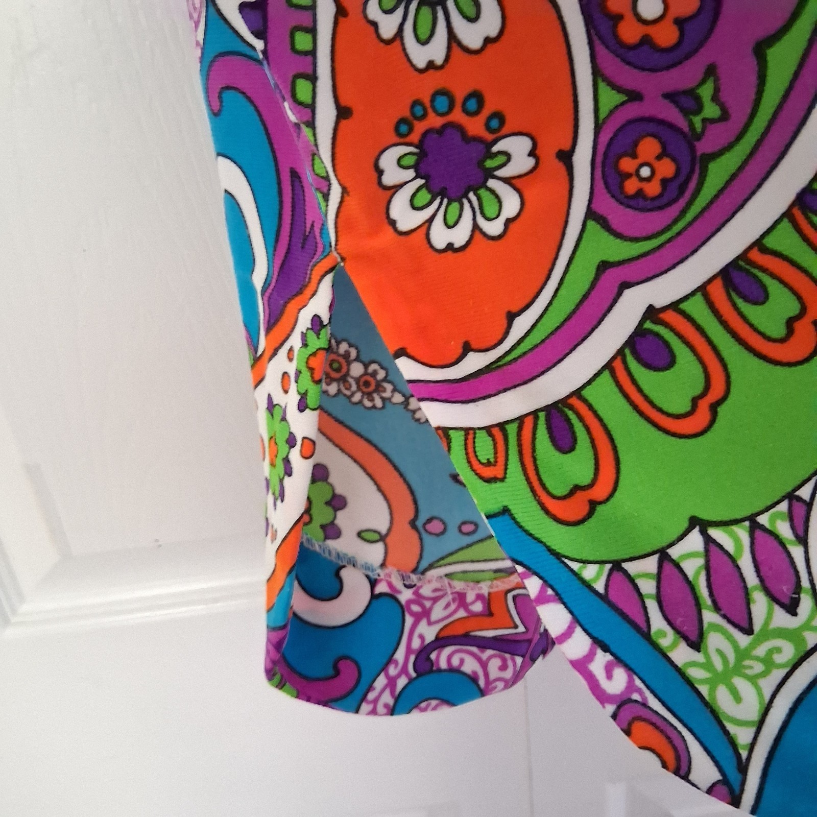 Vintage 60s 70s Funky Colorful Psychedelic Groovy Paisley Shirt granny