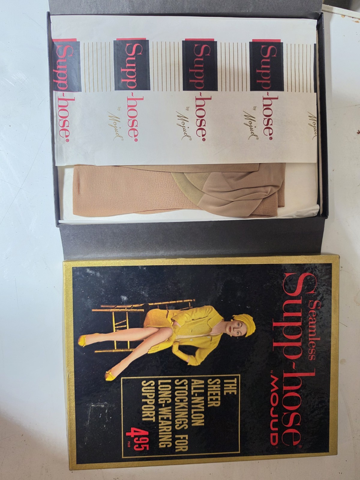 Supp-hose by Mojud Regular Thigh High Stockings Honey – Vintage
