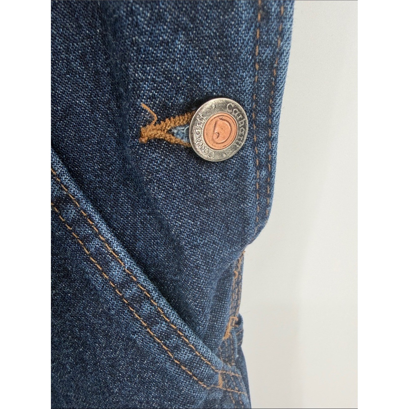 Vintage Carhartt Baggy Denim Overalls Y2K Utility Carpenter 14×28 Best 8/10