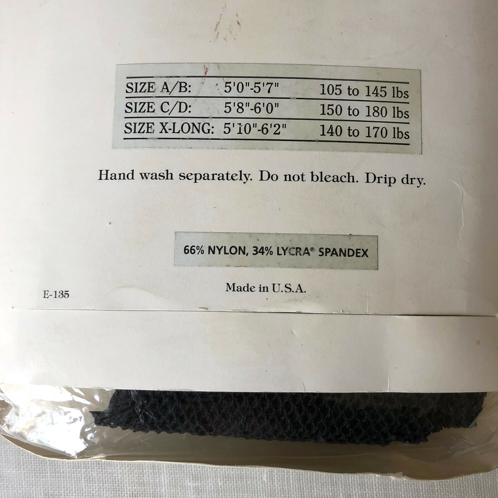 Norma Kamali Panty Hose Black Fishnet Sz C/DS Sandalfoot NEW Opaque Vtg 1980s