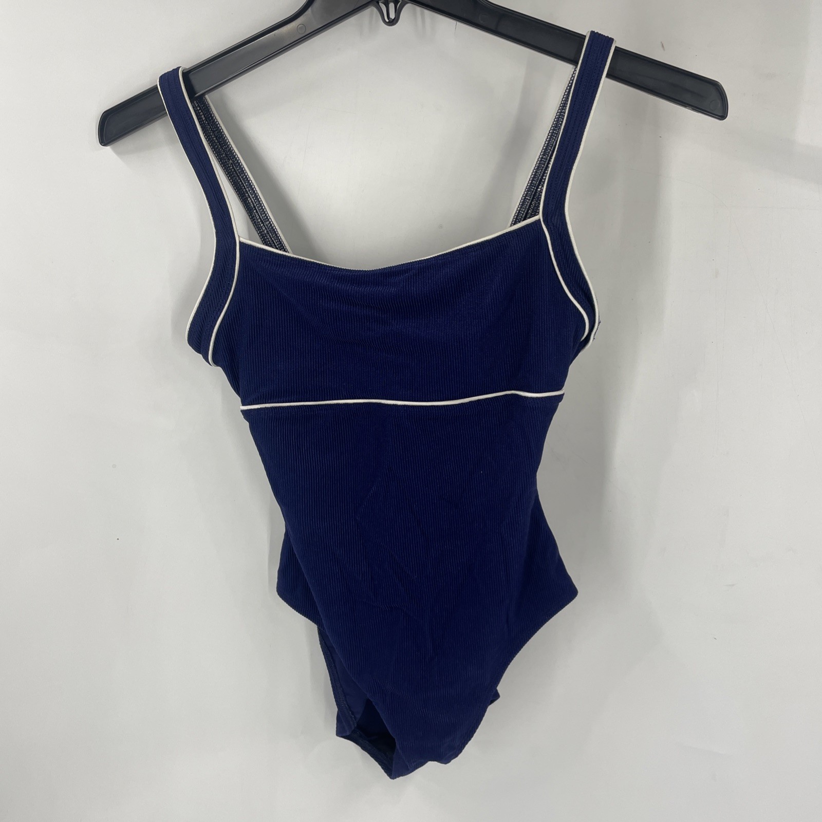 Vintage 90s Cole California Blue Ribbed Swimsuit Sz 8 One Piece Bathing Suit ￼