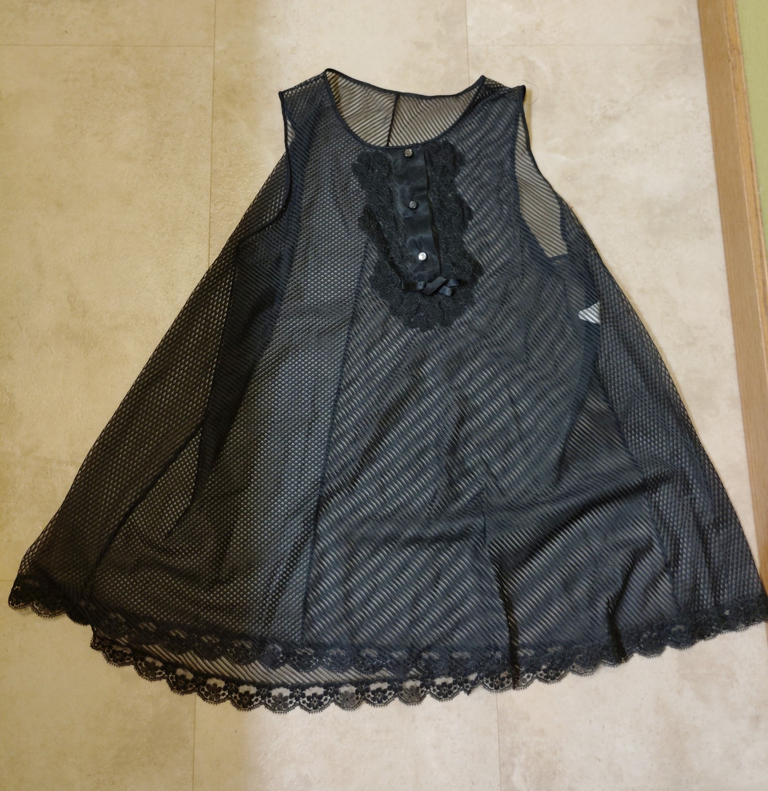 Vintage Gossard Artemis Black Nylon Sheer Lingerie Baby Doll Size Medium USA