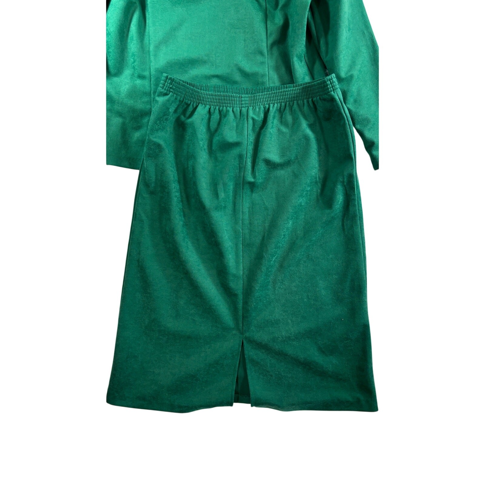 Vintage 70s 80s Blair Kelly Green Blazer Jacket Suit Skirt Shoulder Pads