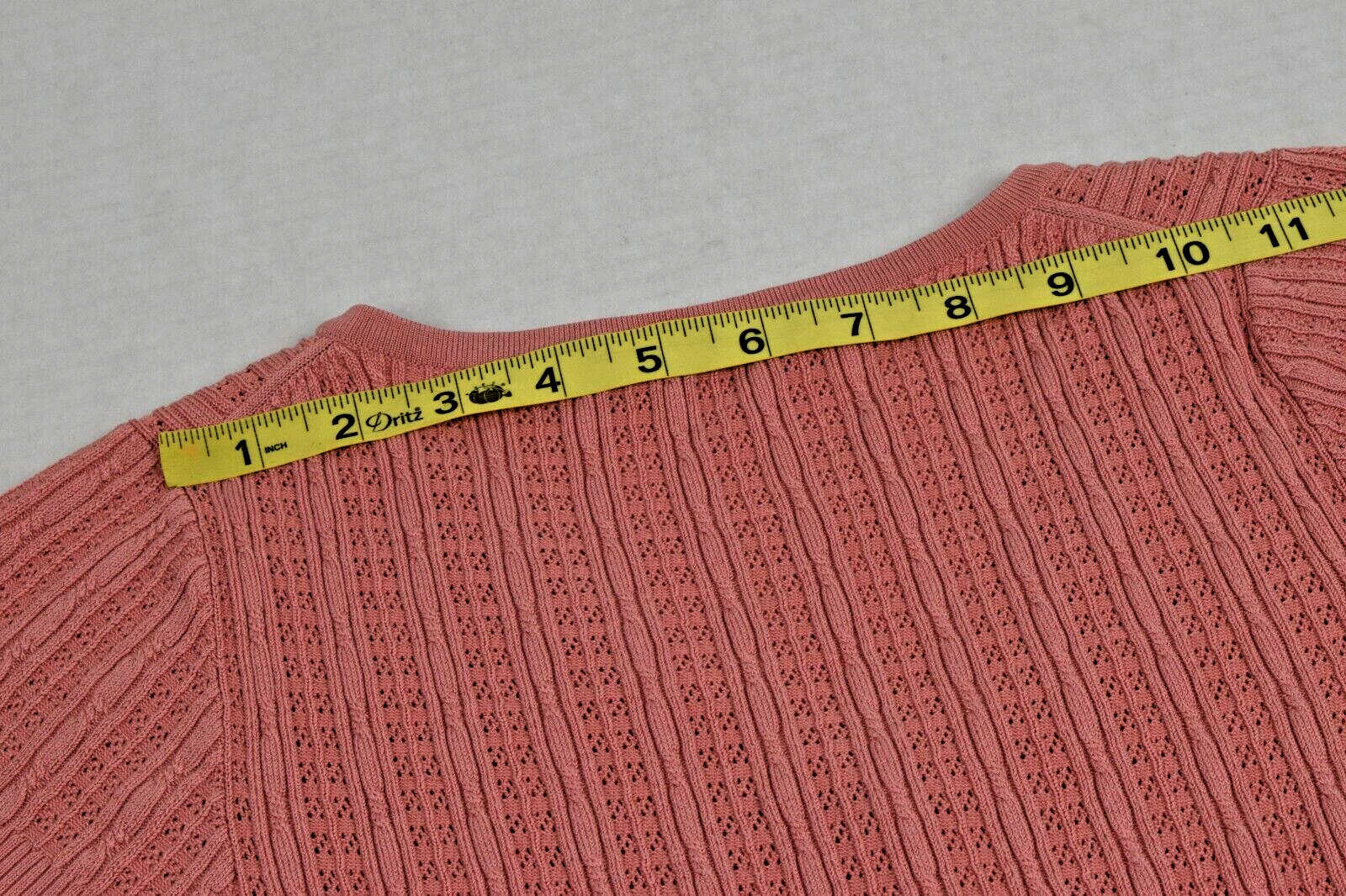 Vintage Knit Top Liz Size XS 90s Salmon Pink Silk Rayon Textured Henley Fitted