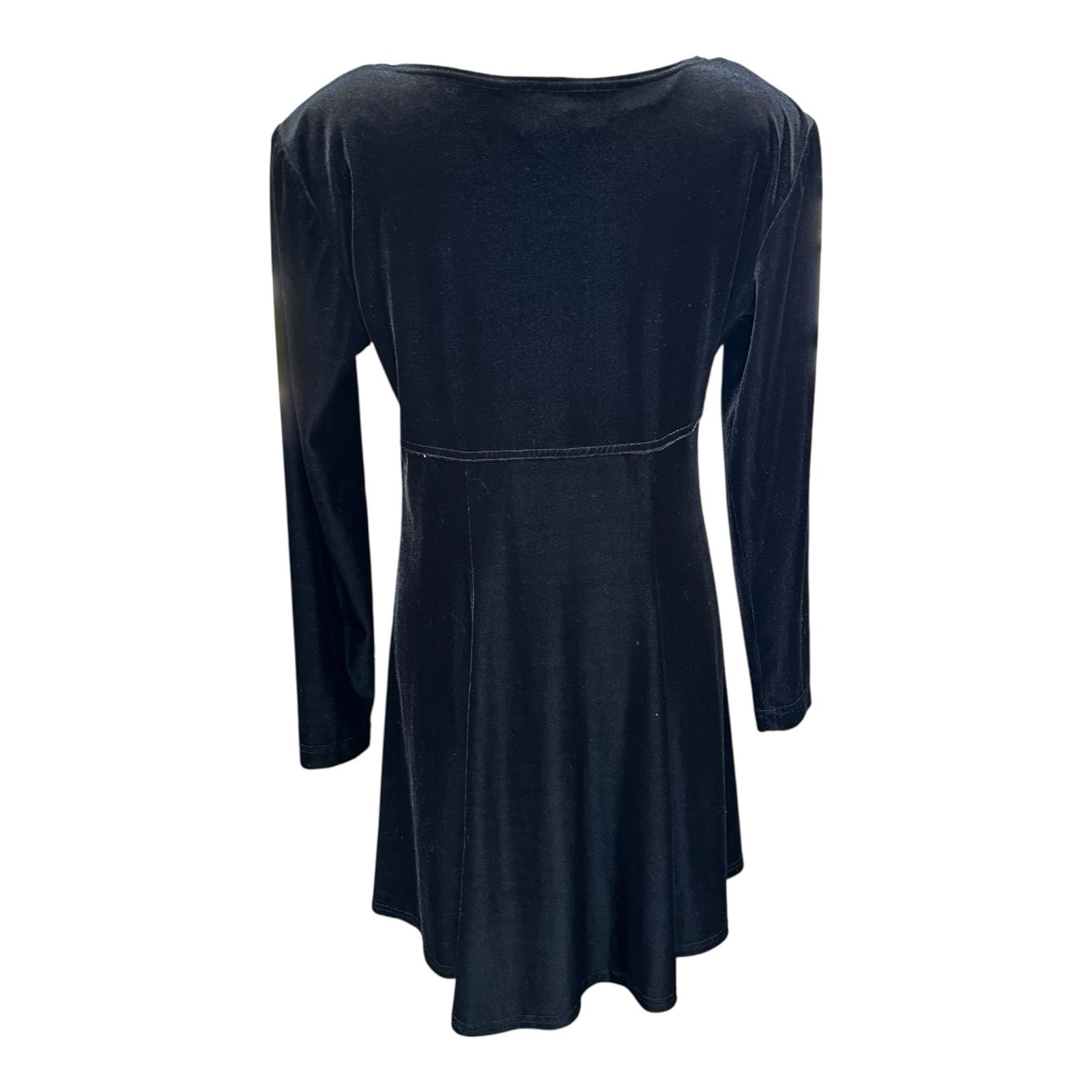 Vintage Molly Malloy Black Velvet Mini Dress Size 12 Fit & Flare Goth
