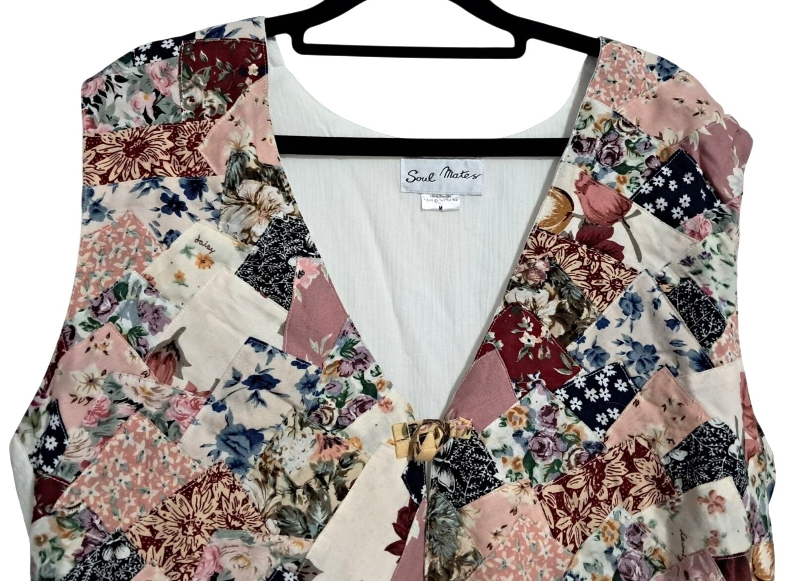90’s Patchwork Floral Button Up Vest Soul Mates M Grannycore Cottagecore Boho Pr