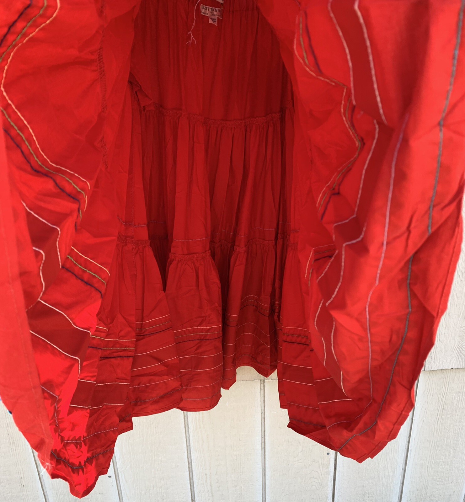vintage peasant skirt red multicolor ric rac i magnin Sottana by David Lobman 4