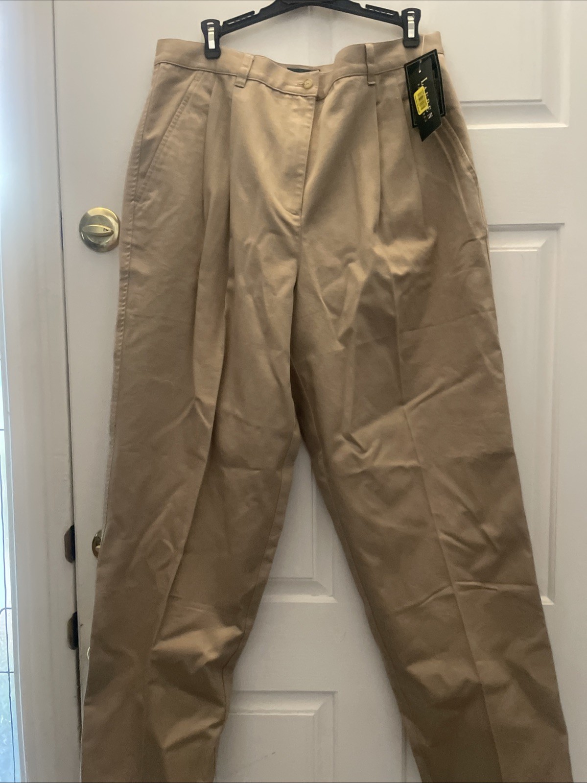 Vintage New Old Stock Womens Khaki Pleated Front Trousers Ralph Lauren size 16 W