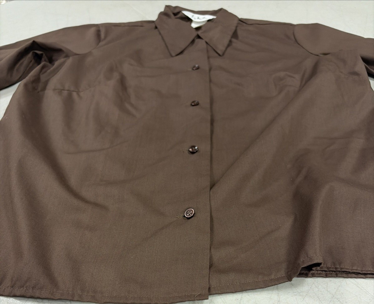 Lady Manhattan 1970’s ¾ Sleeve Button-Up Blouse Brown Size 16